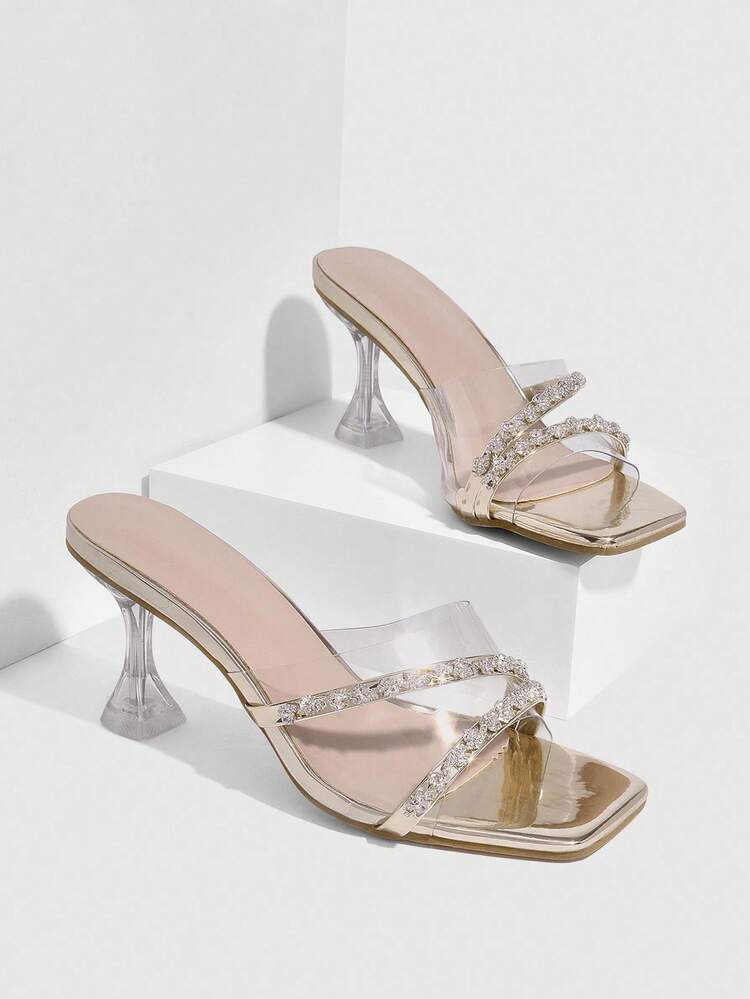 CUCCOO SZL Women's Fashion Black Butterfly Crystal High Heel Sandals