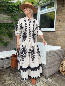 Vivie Lora 女士波西米亚风连衣裙长裙 - 白色 - 查看 3