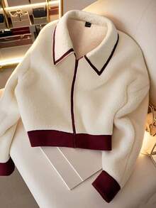 GlowEve Casual Color Block Warm Jacket, Autumn/Winter - Apricot - View 6