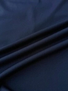 少女蓝色针织褶饰胸围蕾丝边修身长袖休闲T恤