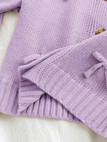 SHEIN Apricot Bowknot Cardigan, Cute & Versatile For Baby Girl, Autumn/Winter - Purple - View 9