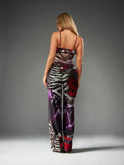 MISSGUIDED Ruffled Crop Top And Wide Leg Pants Set｜MISSGUIDED