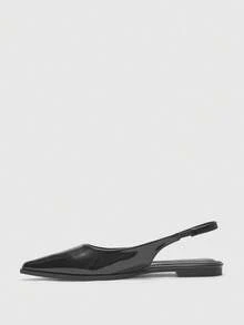 CUCCOO BIZCHIC Women's Pointed Toe Slingback Flats, Black Backless Comfortable Minimalist Casual Loafers, Versatile Work Shoes For Christmas - Black - View 8