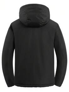 Manfinity Homme 男士休闲多功能保暖连帽外套，秋冬季 - 黑色 - 查看 2