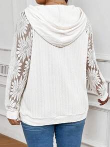 INAWLY Plus Size Women White Hooded Lace Sweatshirt, Autumn Graduation,Back To School Outfits,Graduation,Teacher Outfits For Women,Back To School Pullover Fall Outfit Winter