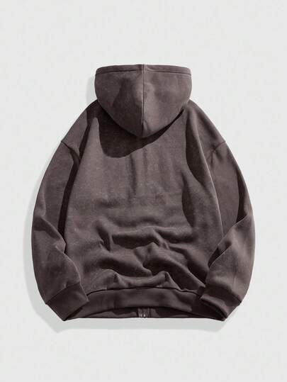 Street Life Sudadera con capucha con cremallera con estampado de letras y perros para hombre, para otoño/invierno