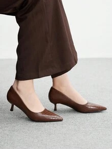 CUCCOO BIZCHIC Giày cao gót mũi nhọn màu đen thời trang dành cho nữ, thoải mái, thích hợp để đi làm, hẹn hò, tiệc tùng và đi nghỉ - Cà phê nâu - Xem 5