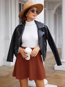 SHEIN Frenchy Váy suông trơn màu thường ngày cho nữ - Màu Cam san hô - Xem 3