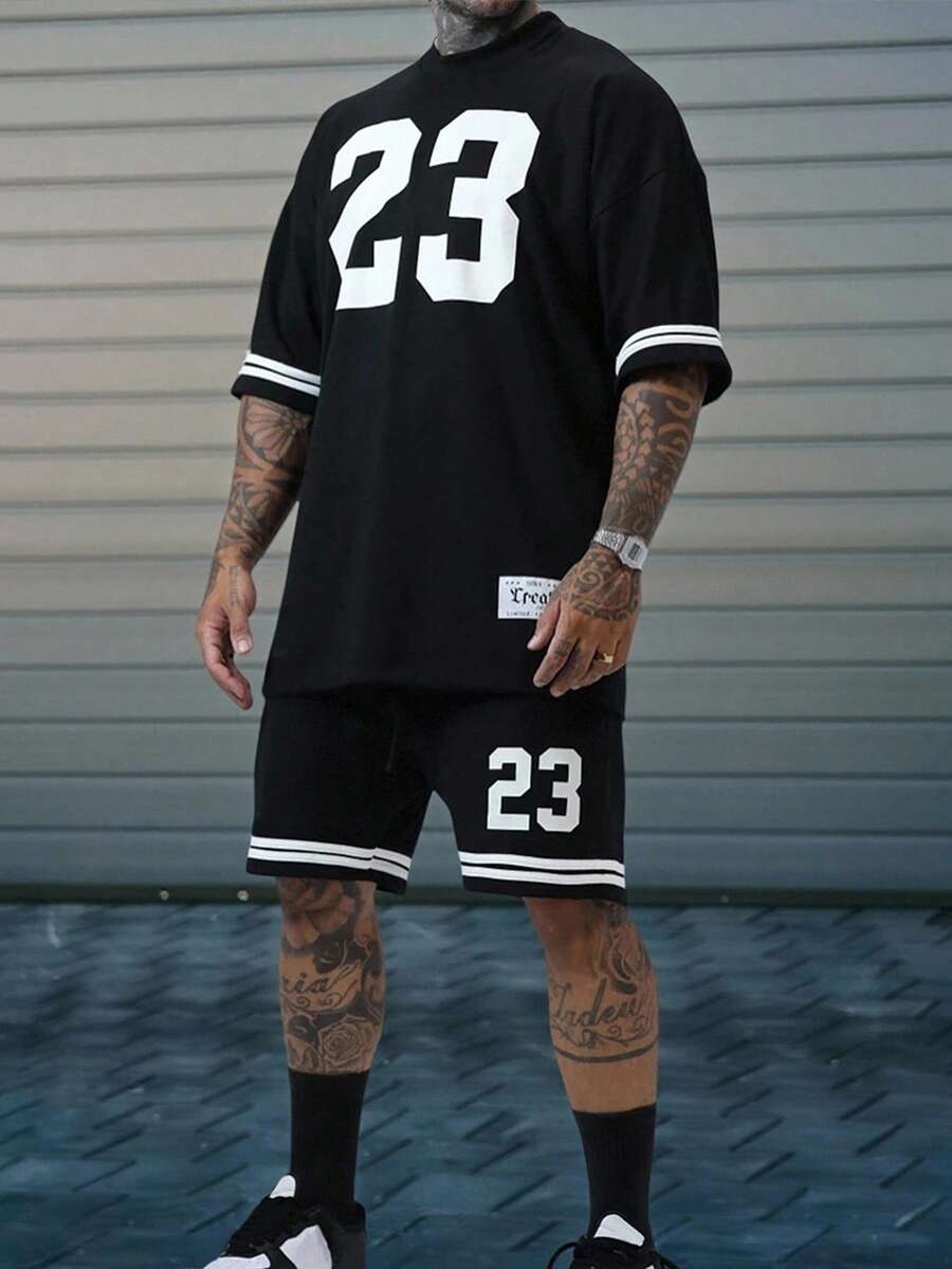 Manfinity Homme Men's Number 23 Casual Sports T-Shirt Set