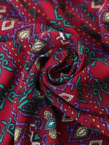 Brillora 夏季乡村节日服装度假风格几何印花镂空腰细肩带女式连衣裙，夏季连衣裙，音乐节乡村连衣裙 - 紅色 - 查看 7