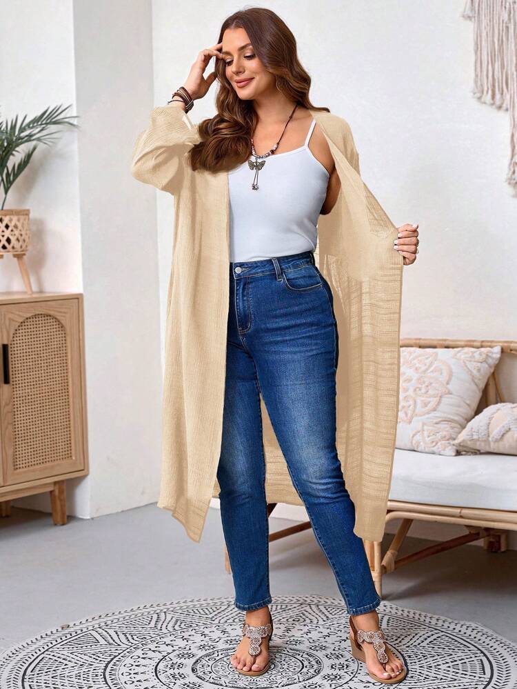 Plus Size Solid Color Pocket Casual Versatile Long Sleeve Jacket,Fall Clothes For Women Winter Autumn