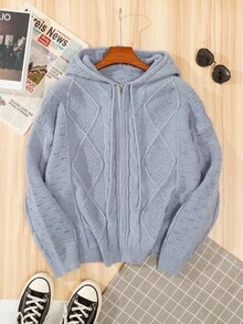 Manfinity Joysei Men's Casual Drawstring Hooded Zip-Up Cardigan, Fall/Winter - Grey - View 1