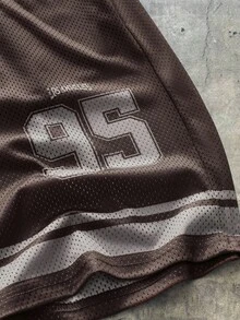 AXEPEAK 男士数码印花网眼宽松短袖T恤套装 - 棕色 - 查看 3