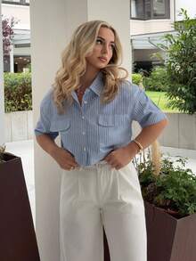 Jeta Ari Casual Vacation Music Festival Striped Short Women Shirt