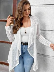 EMERY ROSE 大码休闲纯色纹理夹克 - 白色 - 查看 3