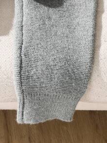 SHEIN 2pcs Baby Boy/Girl Solid Color Collared Long Sleeve Sweater And Pants Set, Suitable For Autumn/Winter - Grey - View 5