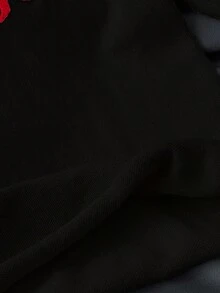 Elamini 女款 Y2K 休闲宽松卷边针织毛衣，饰龙虾刺绣图案 - 黑色 - 查看 6