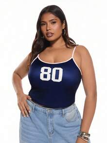 Solavibe 大码女式休闲 80 图案性感吊带背心，适合夏季 - 彩色 - 查看 1