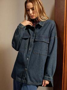 Écloséra 女士简约休闲长袖牛仔夹克