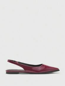 CUCCOO BIZCHIC Bailarinas de punta fina con tira trasera en color burdeos, cómodas y minimalistas, versátiles para ir al trabajo y para el día a día - Burdeos - Ver 8