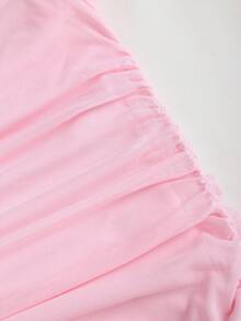 Sweetra Y2K Sexy Turtleneck Metal Buckle Pleated Backless Halter Mini Dress - Pink - View 3