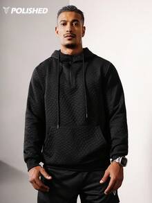 Manfinity Acti Log 男士休闲运动口袋抽绳拉链卫衣 - 黑色 - 查看 4