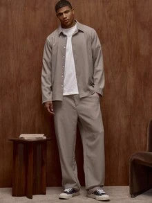 Musero 直筒修身裤装 隐形扣缝细节 秋冬 - 深灰色 - 查看 1