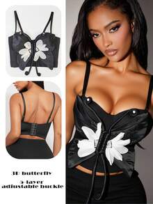 Radiana Black Summer 70's Birthday Party Disco Three-Dimensional Butterfly Halter Corset Top,Retro Siren Coquettish Prom Ball Valentine's Day Cruise Attire - Black - View 1