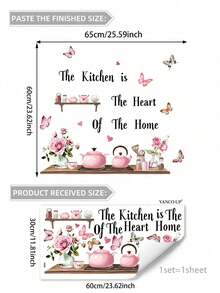 SHEIN 1PC Watercolor Kitchen Tableware Slogan Home Decor Wall Sticker - Multicolor - View 17