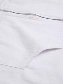 Manfinity Homme Men's Long Sleeve Casual Versatile Solid Color Denim Jacket Manfinity , For Fall - White - View 4