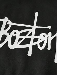 Girlism Teen Girls 3-Piece Set: Black Letter Knit Hoodie Sweatshirt, Black Tight Camisole Top, And Camo Print Cargo Pants, Casual Sports Outfit Fall Winter - Black - View 10