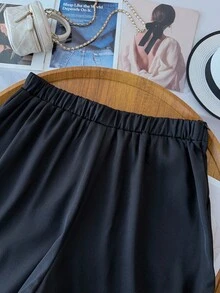 SHEIN Clasi Plus Size Suit Trousers With Inserted Pockets Graduation,Back To School,Teacher Outfits For Women Winter Fall Autumn - Black - View 2