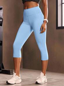 Powerista 寬腰帶手機口袋運動打底褲 - 淺藍色 - 查看 8