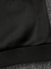 EURMUSE 100%Cotton Men Skeleton & Slogan Graphic Drawstring Thermal Lined Hoodie - Black - View 4