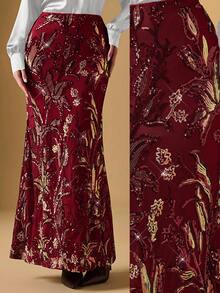 Briarwyn Váy dài ôm sát đa năng đính sequin Burgundy sang trọng dành cho nữ, váy đuôi ngựa, dự tiệc - màu đen - Xem 5
