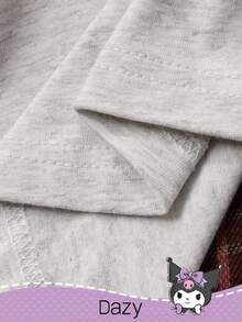 HELLO KITTY AND FRIENDS | SHEIN DAZY Damen süßer Cartoon-Grafik Langarm-Top und karierte weite Hose Loungewear-Set, bequeme Freizeitkleidung, Frühling/Herbst, gemütliche Outfits, Herbst-Winter-Kleidung