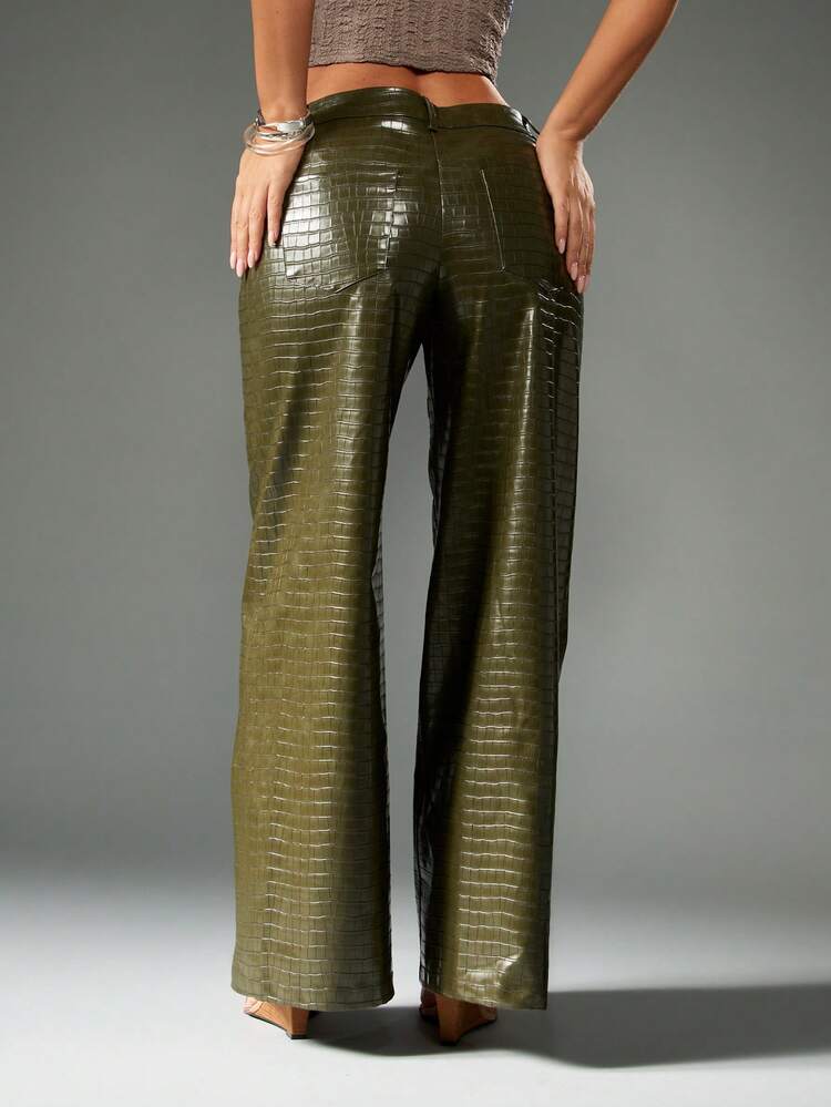 MISSGUIDED Glossy Wide Leg Trousers Metallic Print Pattern High Waisted Evening Party Club Statement Pants Autumn Winter Fashion Christmas