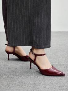 CUCCOO BIZCHIC Tacones de aguja elegantes y con punta puntiaguda de plata para mujer