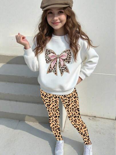 女童羊毛圆领卫衣 + 黑色牛奶丝紧身裤 - Approved Base Clothing