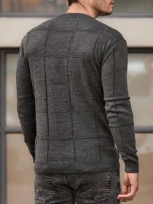 EURMUSE Men Patch Detailed Round Neck Regular Sweater - Grey - View 2