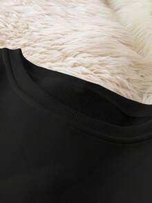 EMERY ROSE 女士小猫印花保暖厚实圆领运动衫 - 黑色 - 查看 3