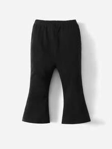 SHEIN Baby Girl Elastic Waist Flare Leg Pants