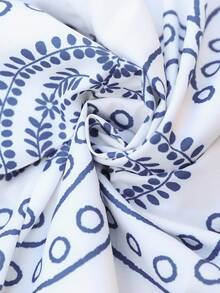 Brillora Vacation Outfits Woman, Vacation Casual Tie-Front Backless Romper - Blue and White - View 8