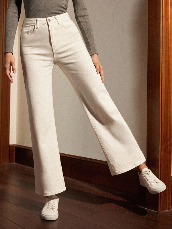 Écloséra Casual Versatile Solid Color Loose Straight Leg Jeans