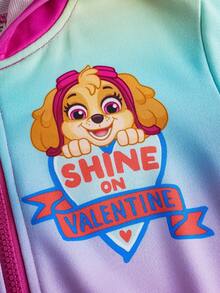 SHEIN | PAW Patrol 少女可爱小狗印花渐变长袖连帽拉链针织休闲卫衣 - 彩色 - 查看 3