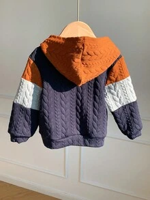 SHEIN 男婴/女婴休闲可爱趣味运动街头时尚绅士学院风百搭舒适撞色连帽卫衣 男婴秋冬服装 男婴卫衣 - 彩色 - 查看 2