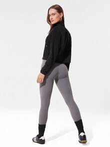 GLOWMODE 薄款摇粒绒宽松短款抽绳长袖夹克 - 黑色 - 查看 7