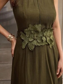 ZEYLAH ROBE D'ÉTÉ EN LIN COL ROND SANS MANCHES