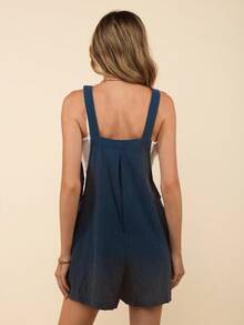 Coeurva Women's Solid Color Pleated Pocket Loose Casual Romper