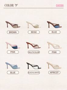 CUCCOO CHICEST 女士时尚优雅蝴蝶结装饰高跟凉鞋